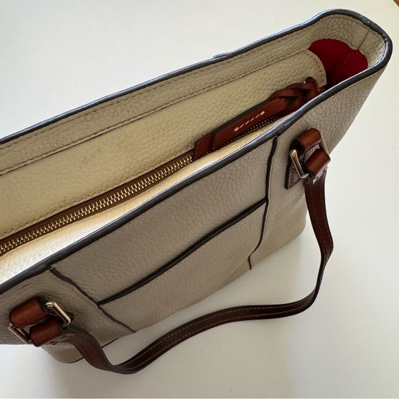 Dooney & Burke Cream Pebble Grain Lexington Shoulder Tote Bag - Picture 9 of 15